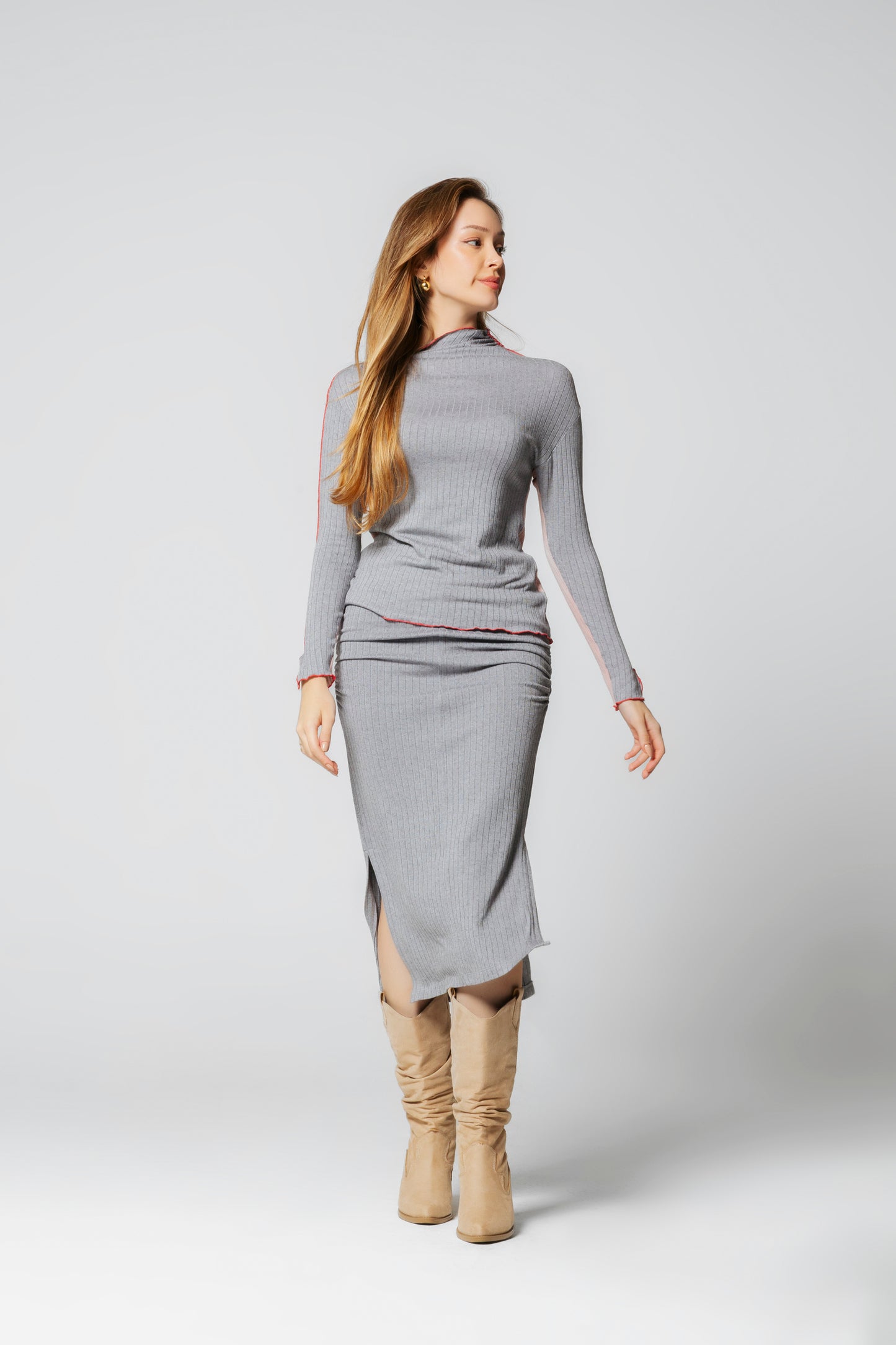 CASHMERE PENCIL SKIRT BLUE