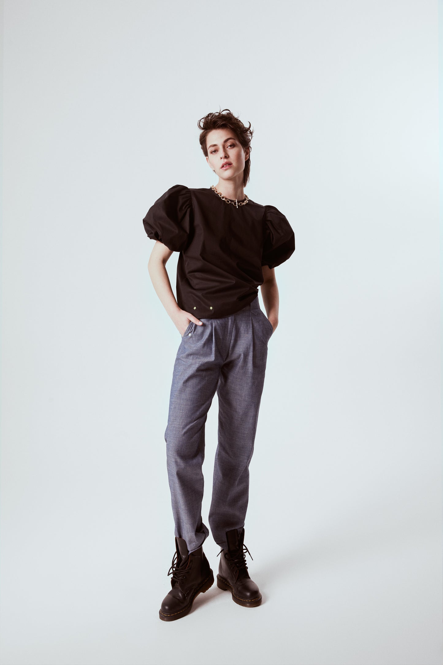 BACK TO FRONT TOP IN POPLIN