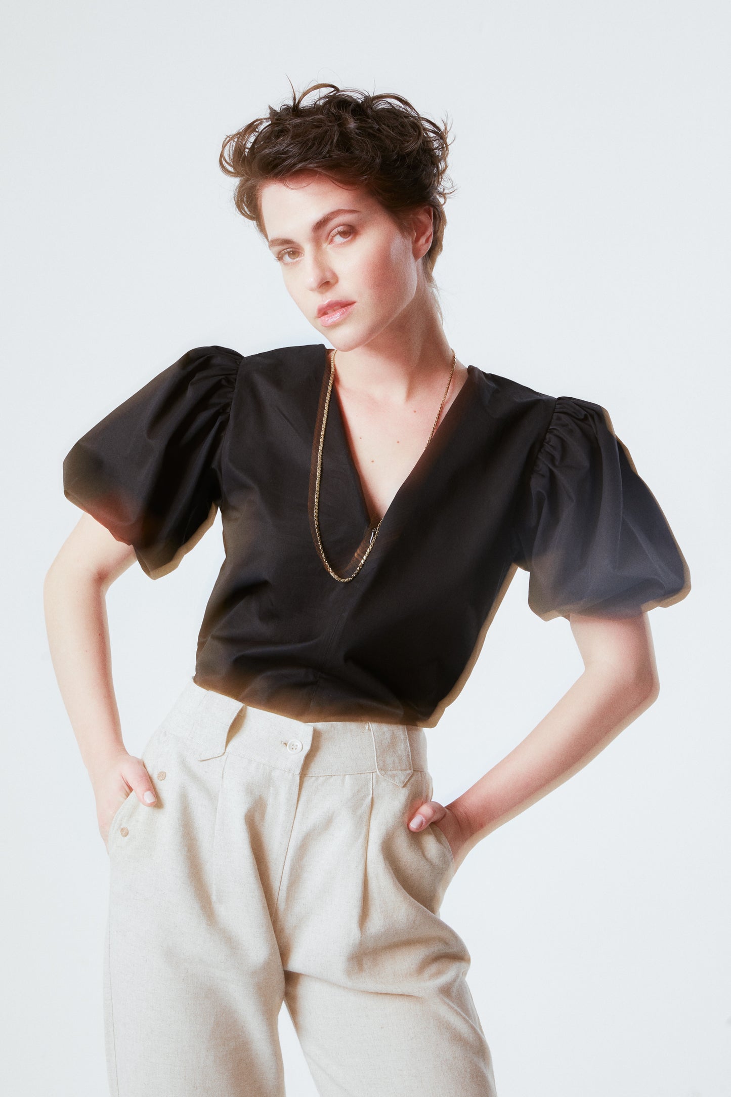 BACK TO FRONT TOP IN POPLIN