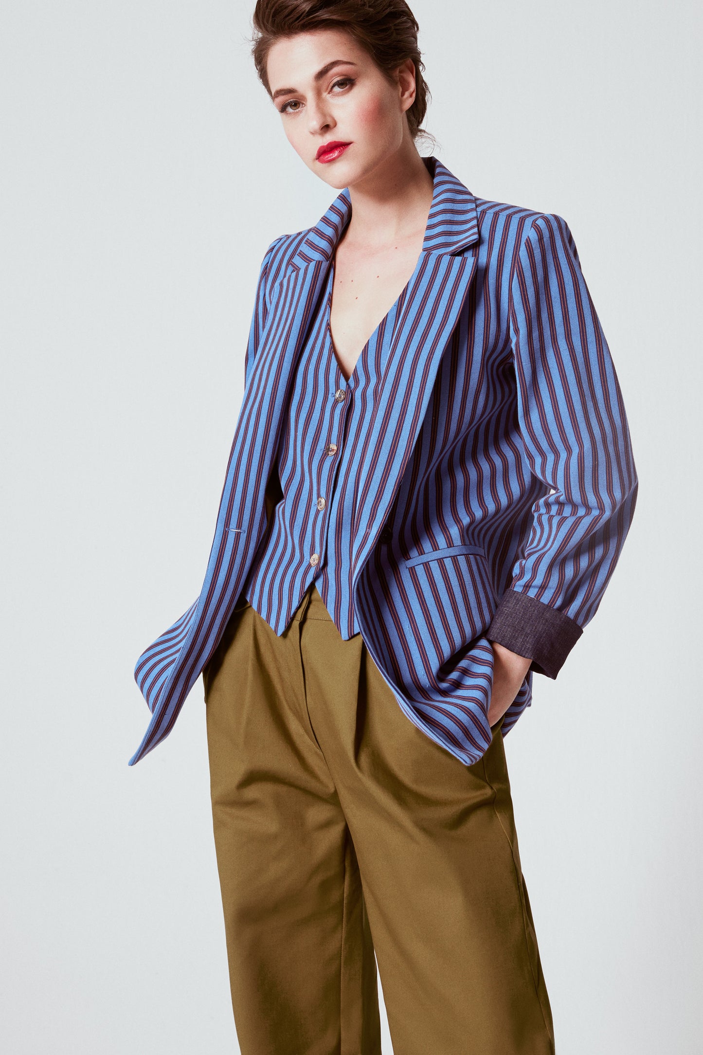 GİYİ BLAZER INDIGO STRIPES