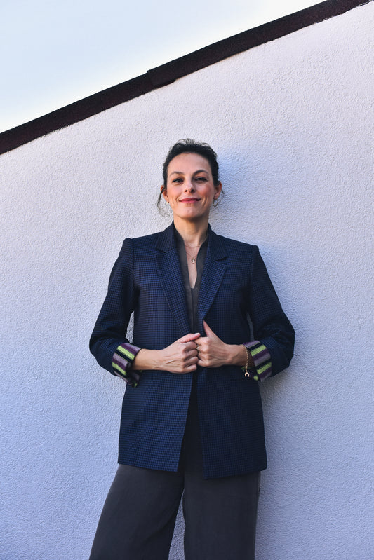GİYİ COTTON CHECKED BLAZER