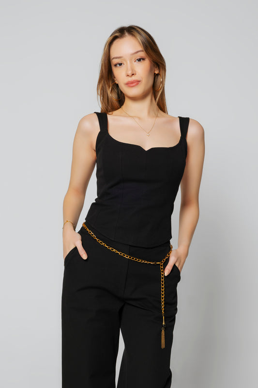 GİYİ BUSTIER TOP BLACK