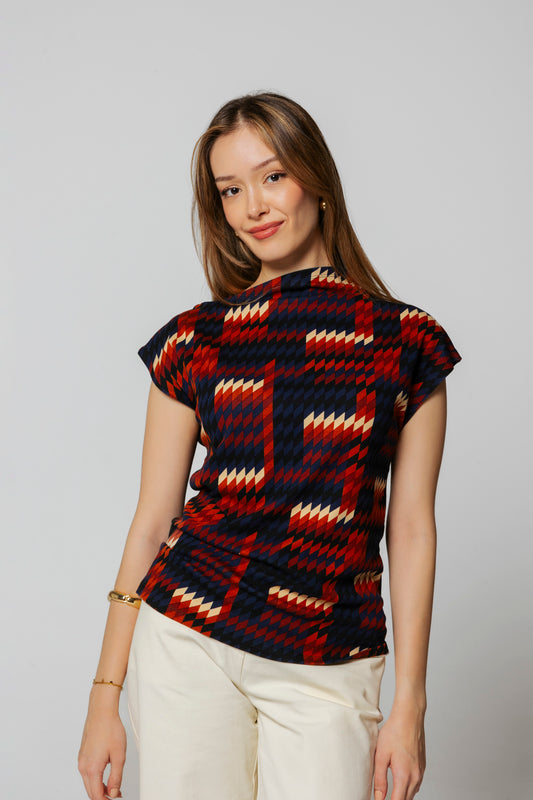 DOUBLE-SIDED - ASYMMETRICAL COLLAR TOP