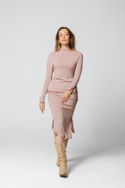 CASHMERE PENCIL SKIRT PINK