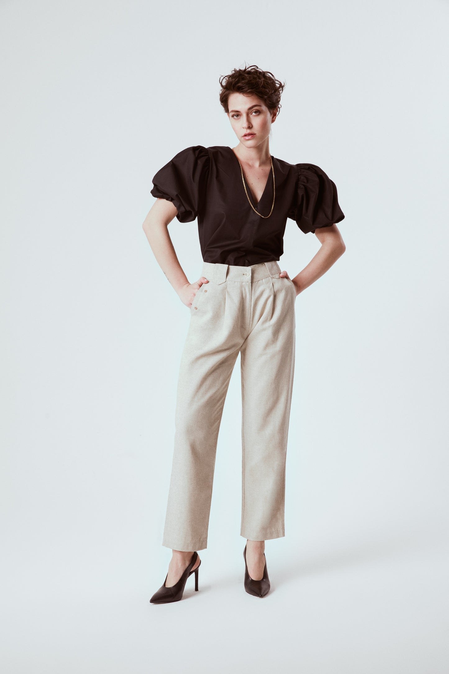 BACK TO FRONT TOP IN POPLIN
