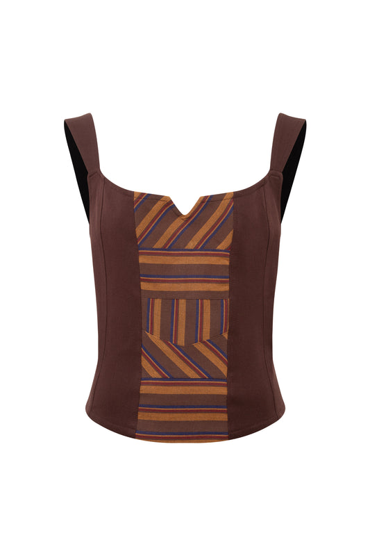 GİYİ BUSTIER TOP BROWN
